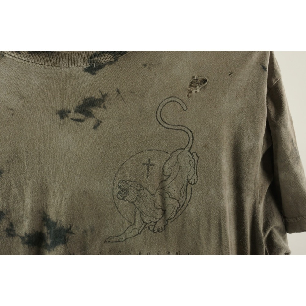 Affliction Thrashed Distressed White Rose Puma Men's XL Gray Acid Wash T-Shirt - Picture 6 of 11
